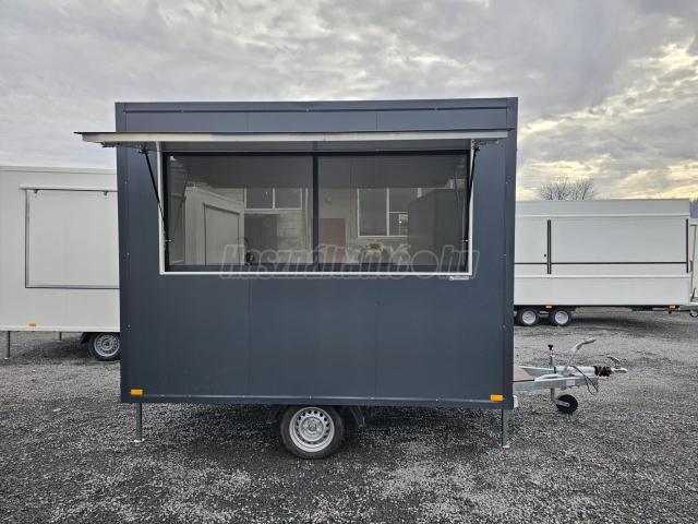 EGYEDI Új-Ablakos-Food Trailer-Büfékocsi 3m-Üress